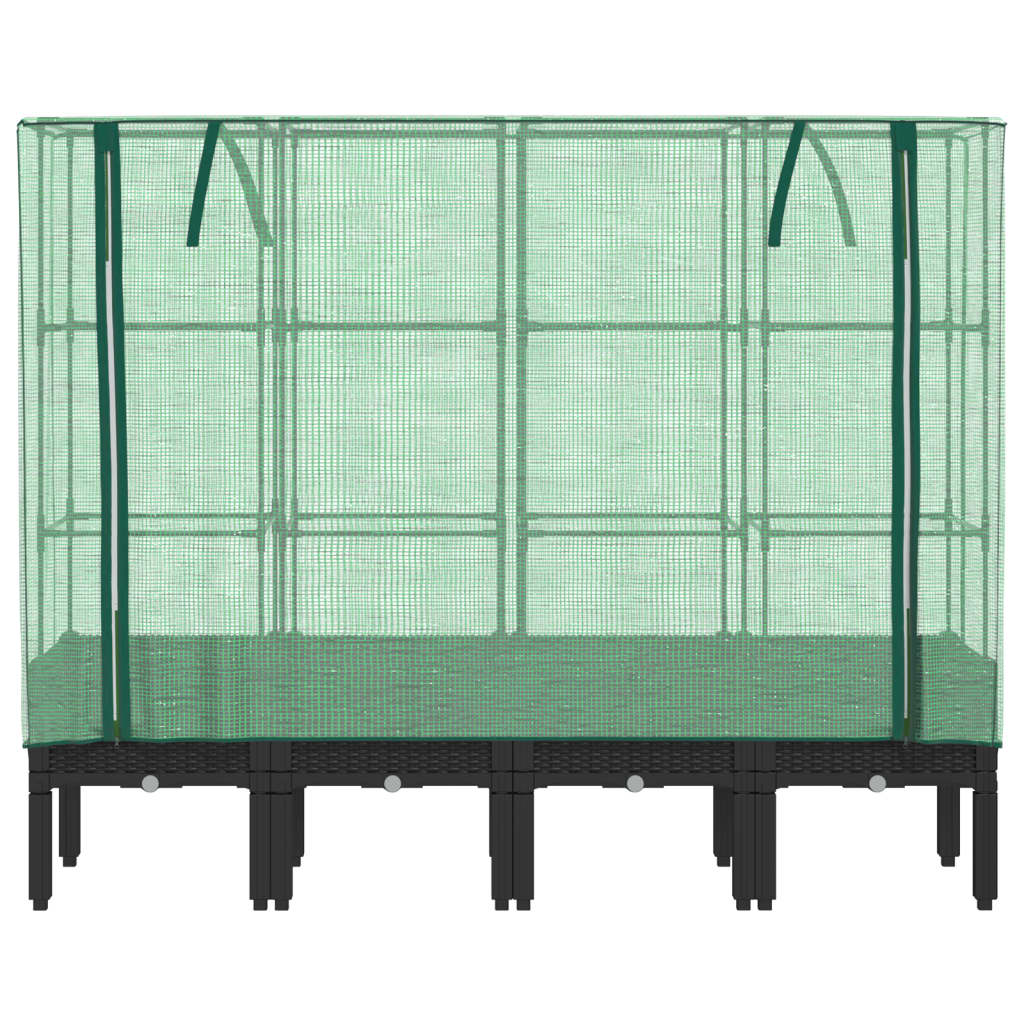 vidaXL Hochbeet mit Gewächshaus-Aufsatz Rattan-Optik 160x40x140 cm