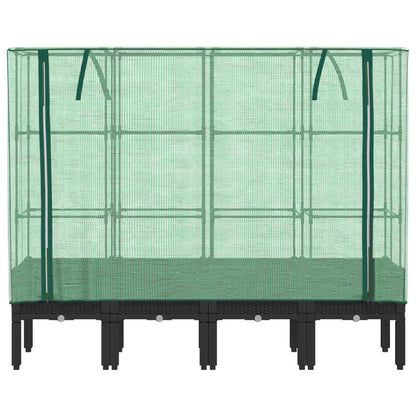 vidaXL Hochbeet mit Gewächshaus-Aufsatz Rattan-Optik 160x40x140 cm