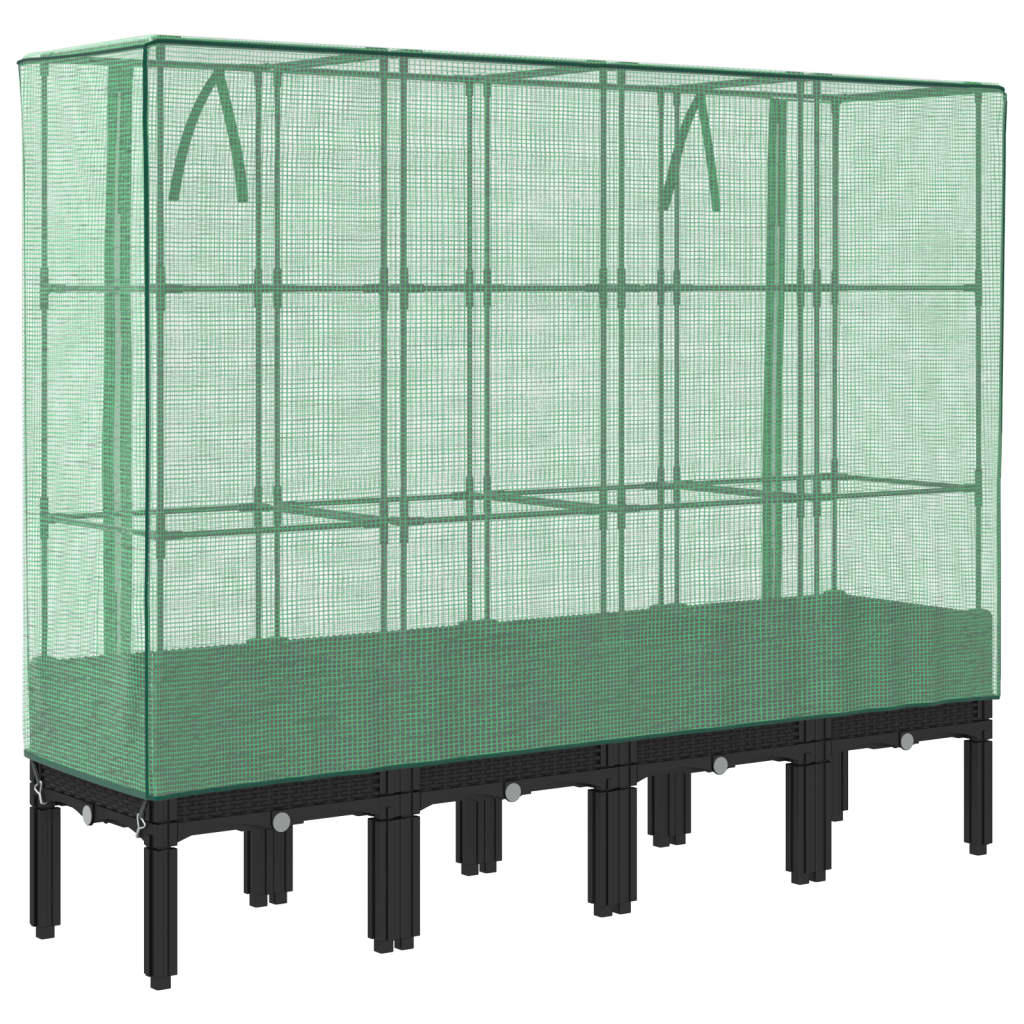 vidaXL Hochbeet mit Gewächshaus-Aufsatz Rattan-Optik 160x40x140 cm