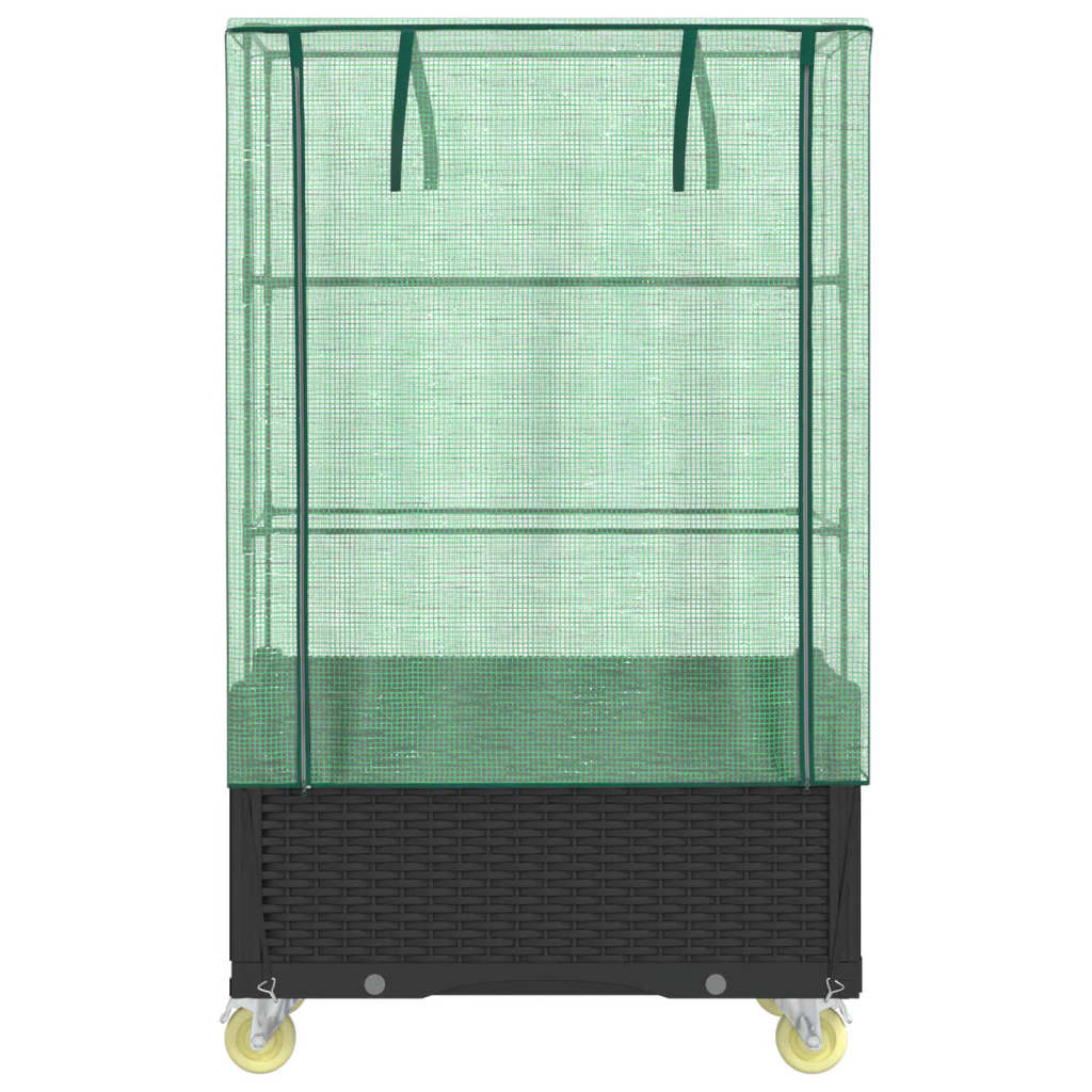 vidaXL Hochbeet mit Aufsatz und Rollen Rattan-Optik 80x50x182 cm