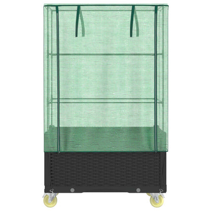 vidaXL Hochbeet mit Aufsatz und Rollen Rattan-Optik 80x50x182 cm