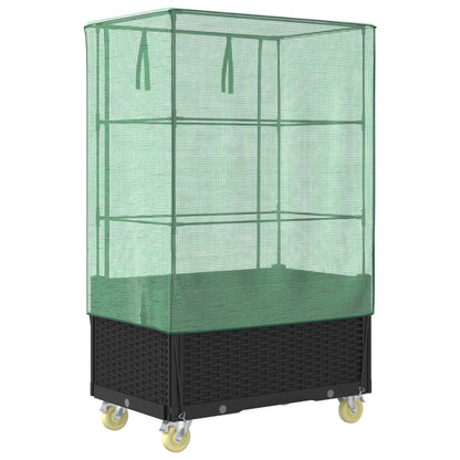 vidaXL Hochbeet mit Aufsatz und Rollen Rattan-Optik 80x50x182 cm