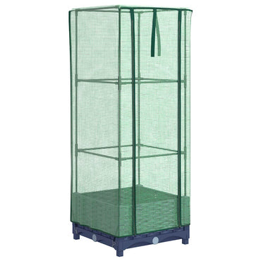vidaXL Hochbeet mit Gewächshaus-Aufsatz Rattan-Optik 40x40x123 cm