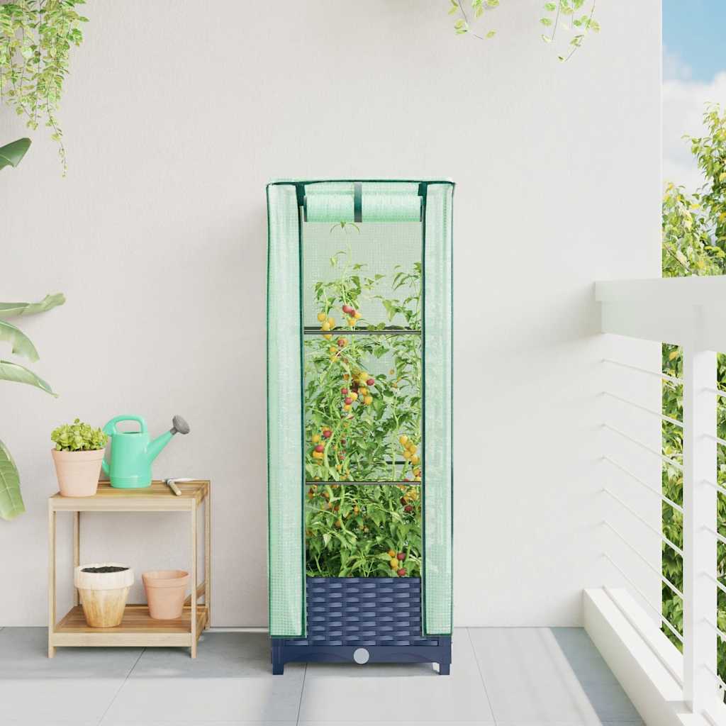vidaXL Hochbeet mit Gewächshaus-Aufsatz Rattan-Optik 40x40x123 cm