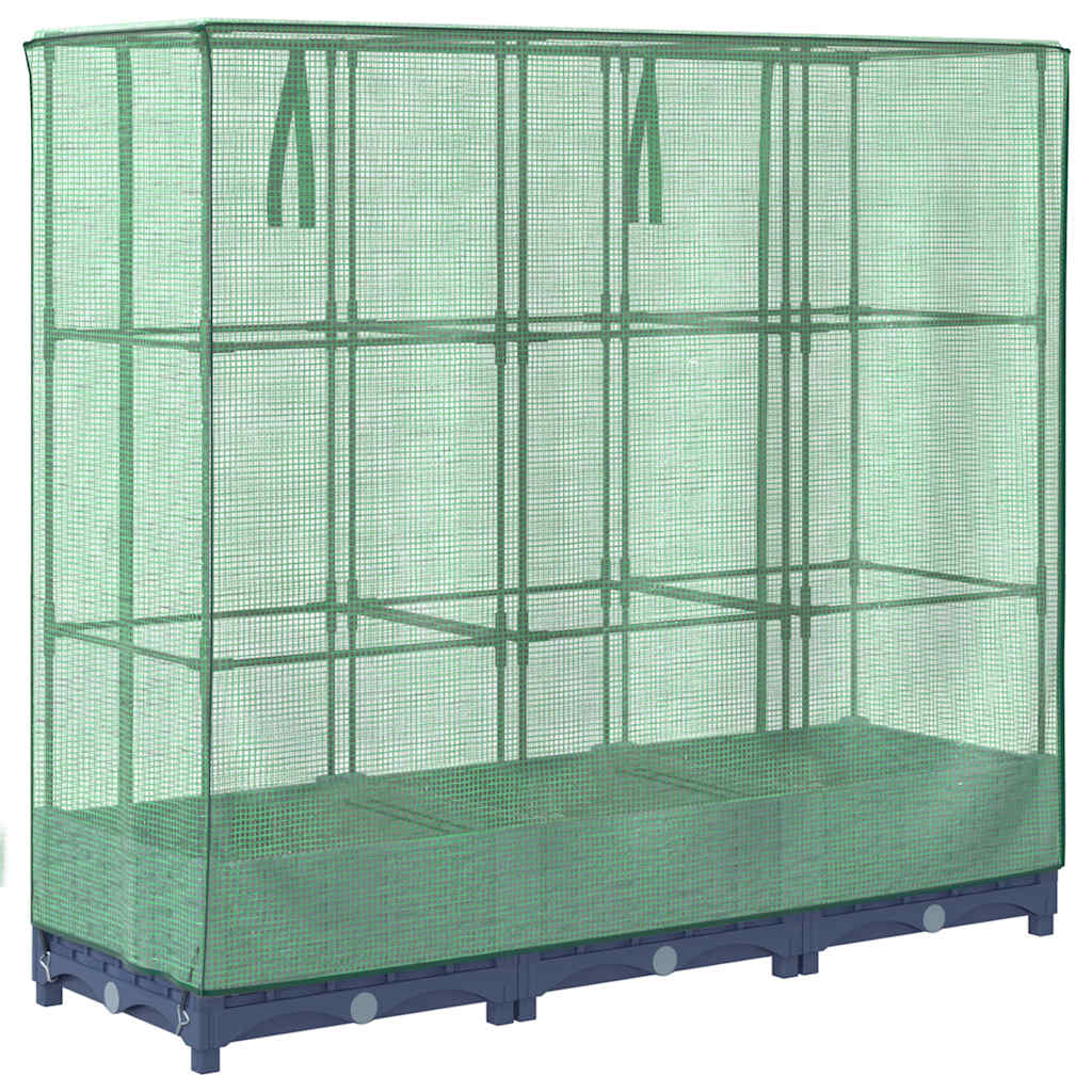 vidaXL Hochbeet mit Gewächshausabdeckung Rattanoptik 120x40x123 cm