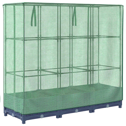 vidaXL Hochbeet mit Gewächshausabdeckung Rattanoptik 120x40x123 cm