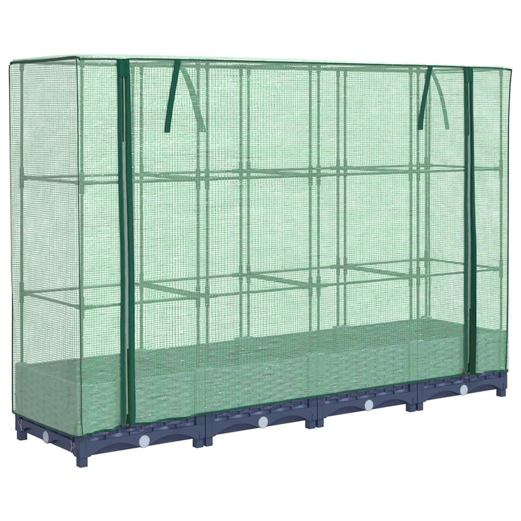 vidaXL Hochbeet mit Gewächshausabdeckung Rattanoptik 160x40x123 cm