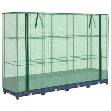 vidaXL Hochbeet mit Gewächshausabdeckung Rattanoptik 160x40x123 cm