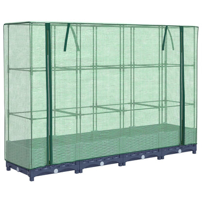 vidaXL Hochbeet mit Gewächshausabdeckung Rattanoptik 160x40x123 cm
