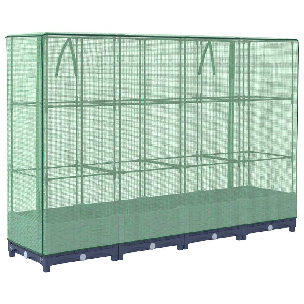 vidaXL Hochbeet mit Gewächshausabdeckung Rattanoptik 160x40x123 cm