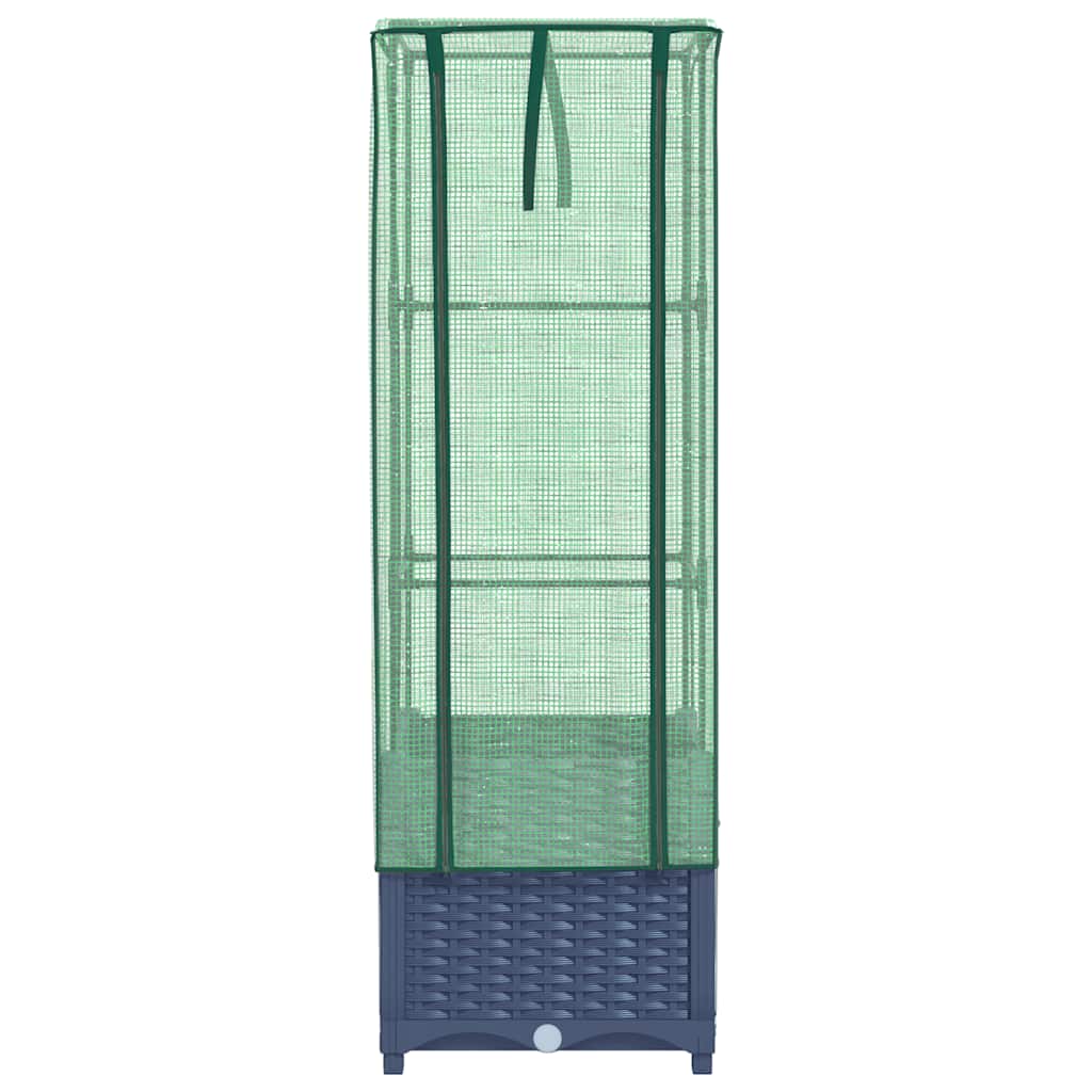 vidaXL Hochbeet mit Gewächshaus-Aufsatz Rattan-Optik 40x40x139 cm