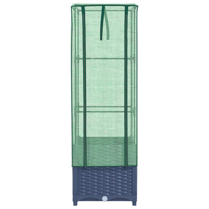 vidaXL Hochbeet mit Gewächshaus-Aufsatz Rattan-Optik 40x40x139 cm
