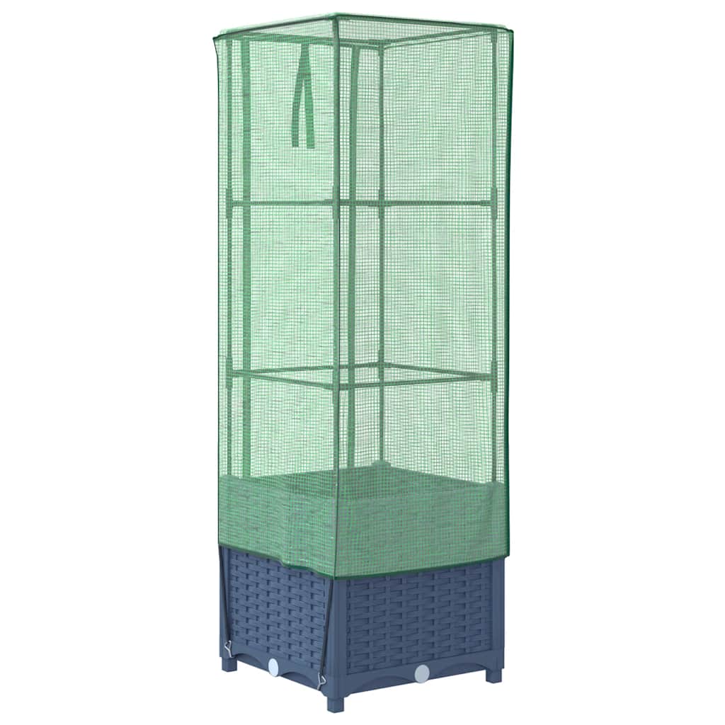 vidaXL Hochbeet mit Gewächshaus-Aufsatz Rattan-Optik 40x40x139 cm