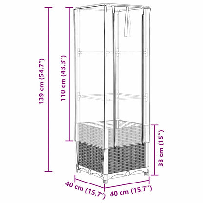 vidaXL Hochbeet mit Gewächshaus-Aufsatz Rattan-Optik 40x40x139 cm
