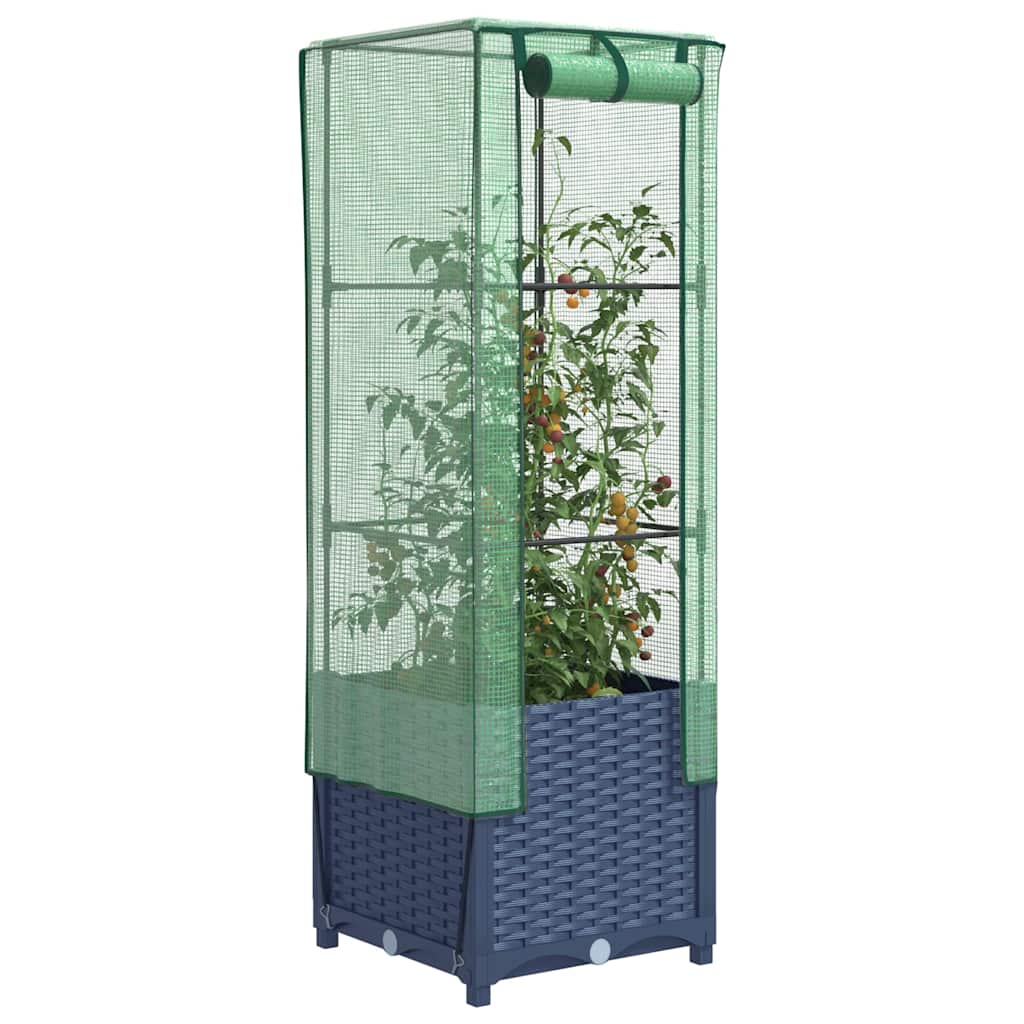 vidaXL Hochbeet mit Gewächshaus-Aufsatz Rattan-Optik 40x40x139 cm