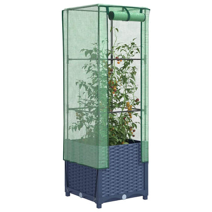 vidaXL Hochbeet mit Gewächshaus-Aufsatz Rattan-Optik 40x40x139 cm
