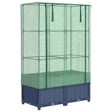 vidaXL Hochbeet mit Gewächshaus-Aufsatz Rattan-Optik 80x40x138 cm
