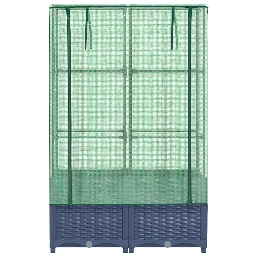 vidaXL Hochbeet mit Gewächshaus-Aufsatz Rattan-Optik 80x40x138 cm