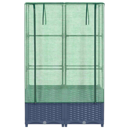vidaXL Hochbeet mit Gewächshaus-Aufsatz Rattan-Optik 80x40x138 cm