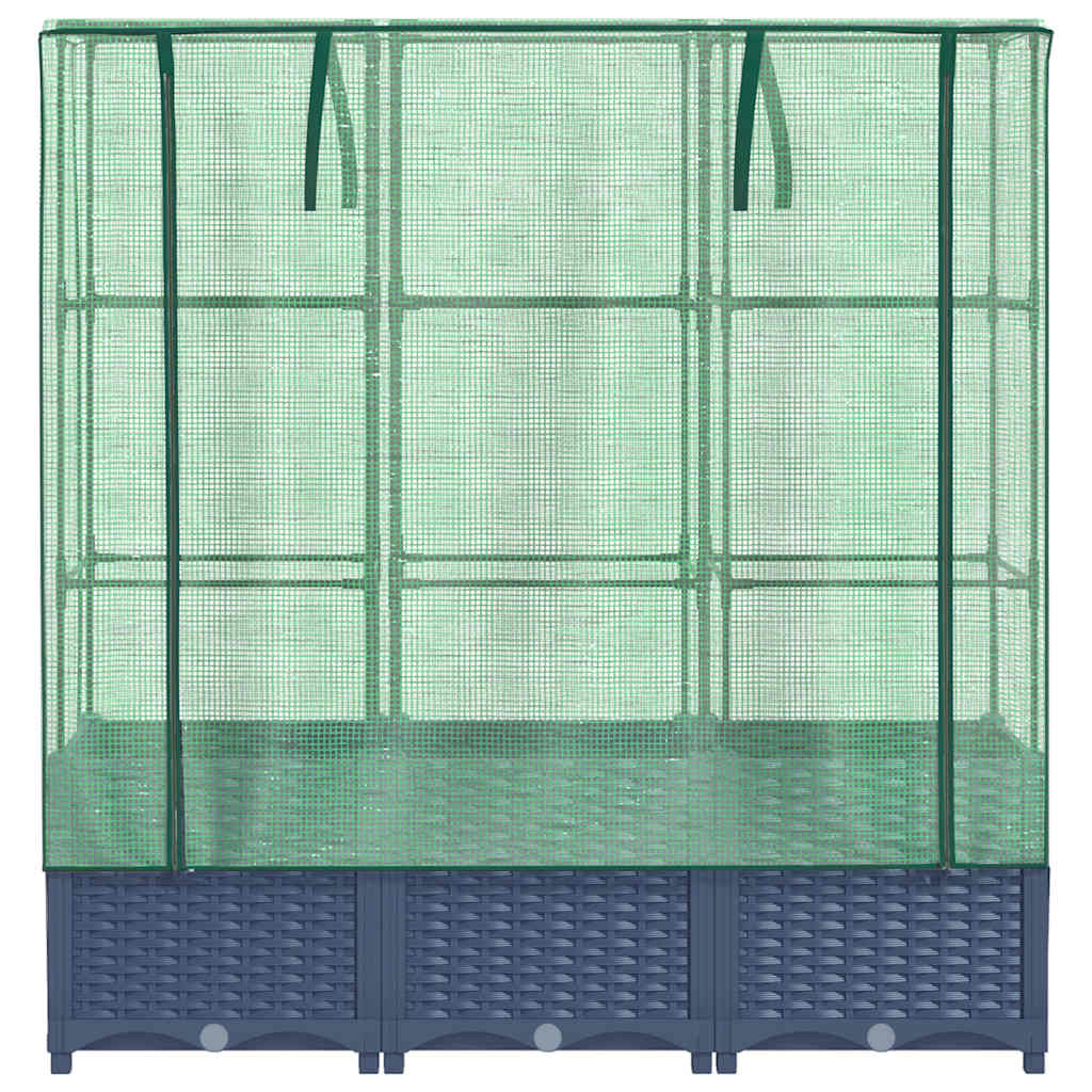 vidaXL Hochbeet mit Gewächshaus-Aufsatz Rattan-Optik 120x40x138 cm