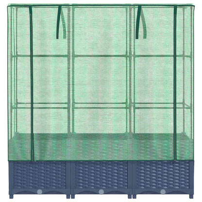 vidaXL Hochbeet mit Gewächshaus-Aufsatz Rattan-Optik 120x40x138 cm