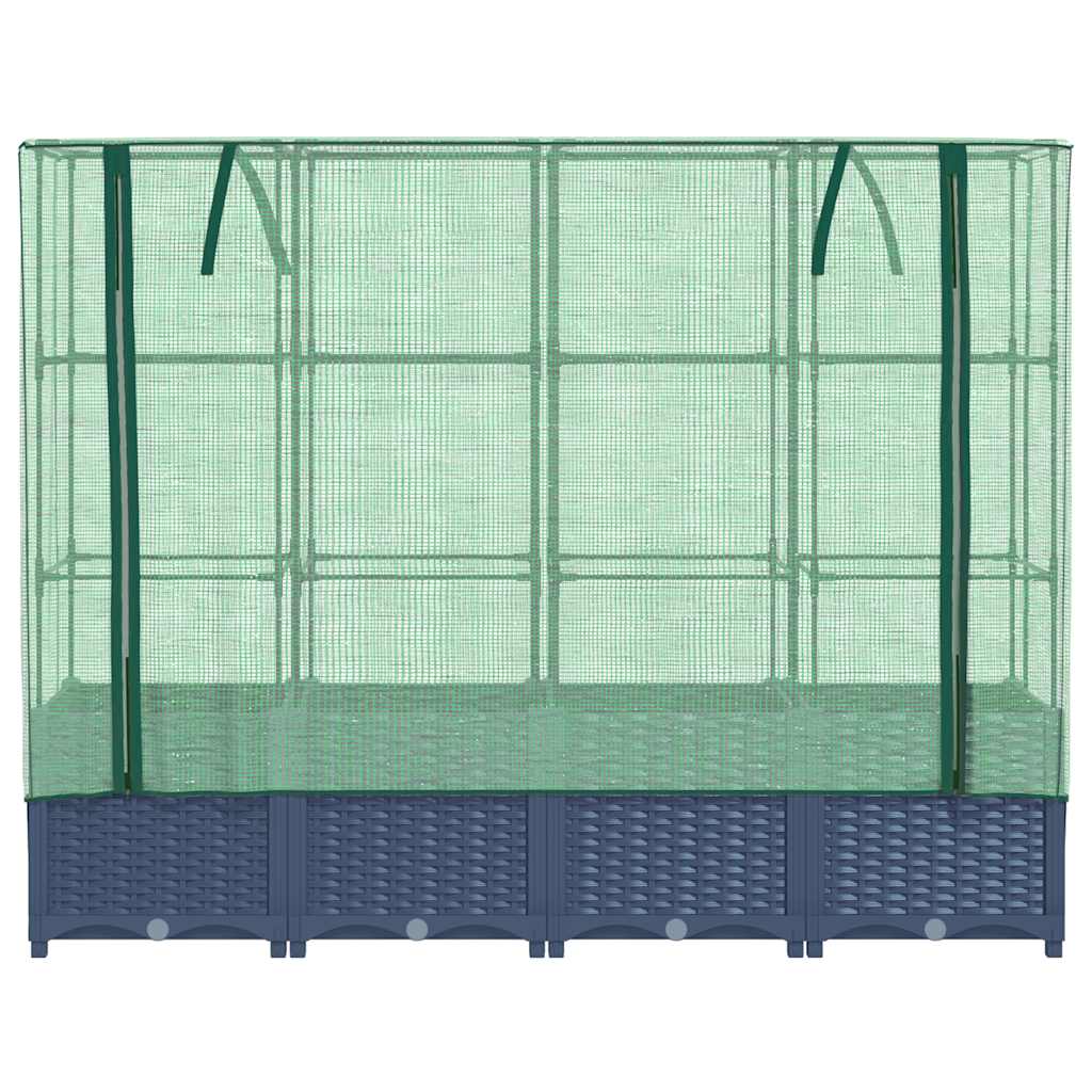 vidaXL Carré potager avec couvercle de serre aspect rotin 160x40x138 cm