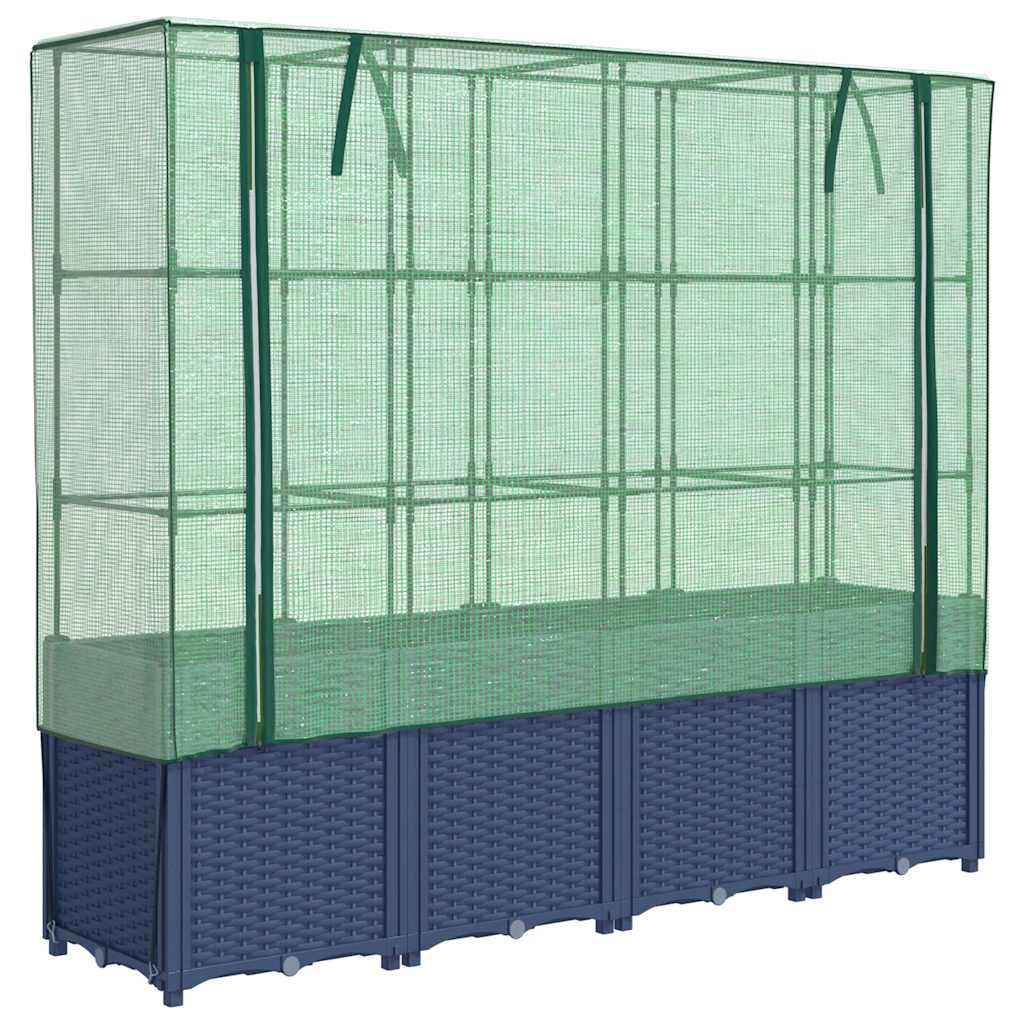 vidaXL Hochbeet mit Gewächshausabdeckung Rattanoptik 160x40x153 cm