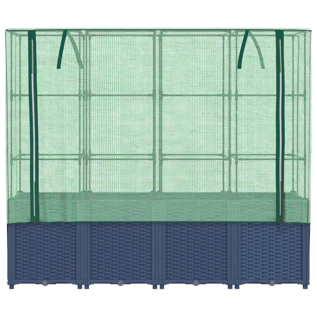 vidaXL Hochbeet mit Gewächshausabdeckung Rattanoptik 160x40x153 cm
