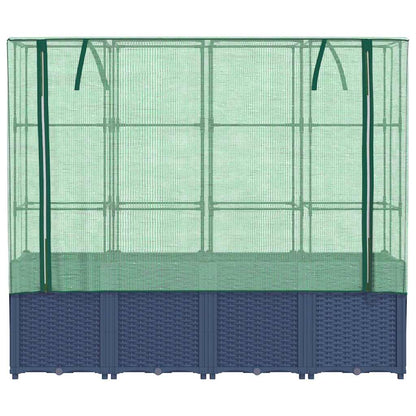 vidaXL Hochbeet mit Gewächshausabdeckung Rattanoptik 160x40x153 cm