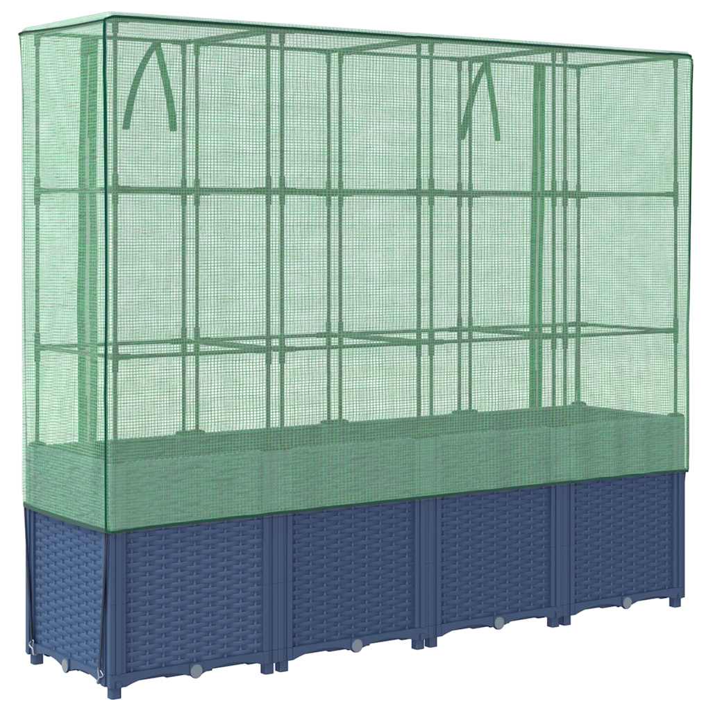 vidaXL Hochbeet mit Gewächshausabdeckung Rattanoptik 160x40x153 cm