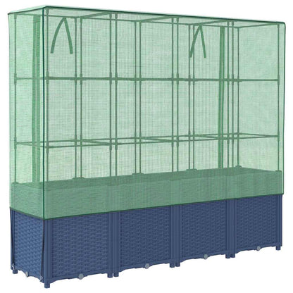 vidaXL Hochbeet mit Gewächshausabdeckung Rattanoptik 160x40x153 cm