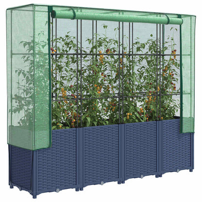 vidaXL Hochbeet mit Gewächshausabdeckung Rattanoptik 160x40x153 cm