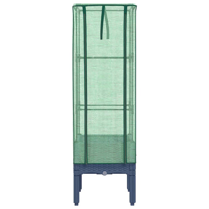 vidaXL Hochbeet mit Gewächshaus-Aufsatz Rattan-Optik 40x40x140 cm