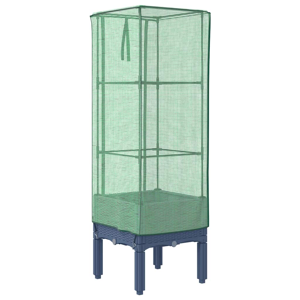 Hochbeet mit Gewächshaus-Aufsatz Rattan-Optik 40x40x140 cm