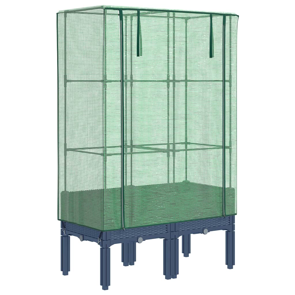 vidaXL Hochbeet mit Gewächshaus-Aufsatz Rattan-Optik 80x40x140 cm
