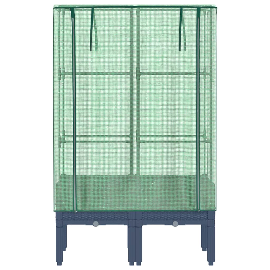vidaXL Hochbeet mit Gewächshaus-Aufsatz Rattan-Optik 80x40x140 cm
