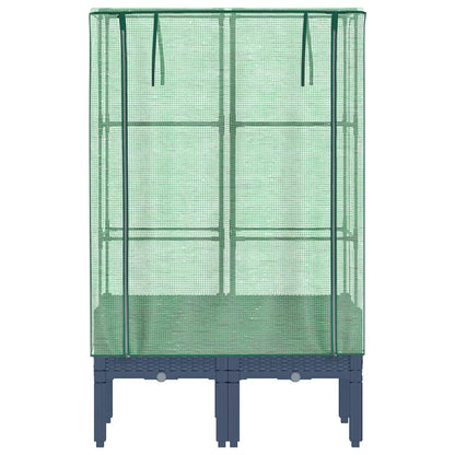 vidaXL Hochbeet mit Gewächshaus-Aufsatz Rattan-Optik 80x40x140 cm