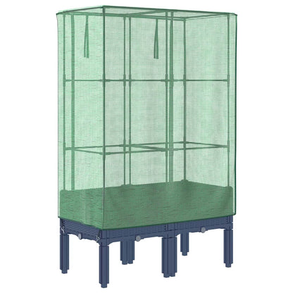 vidaXL Hochbeet mit Gewächshaus-Aufsatz Rattan-Optik 80x40x140 cm