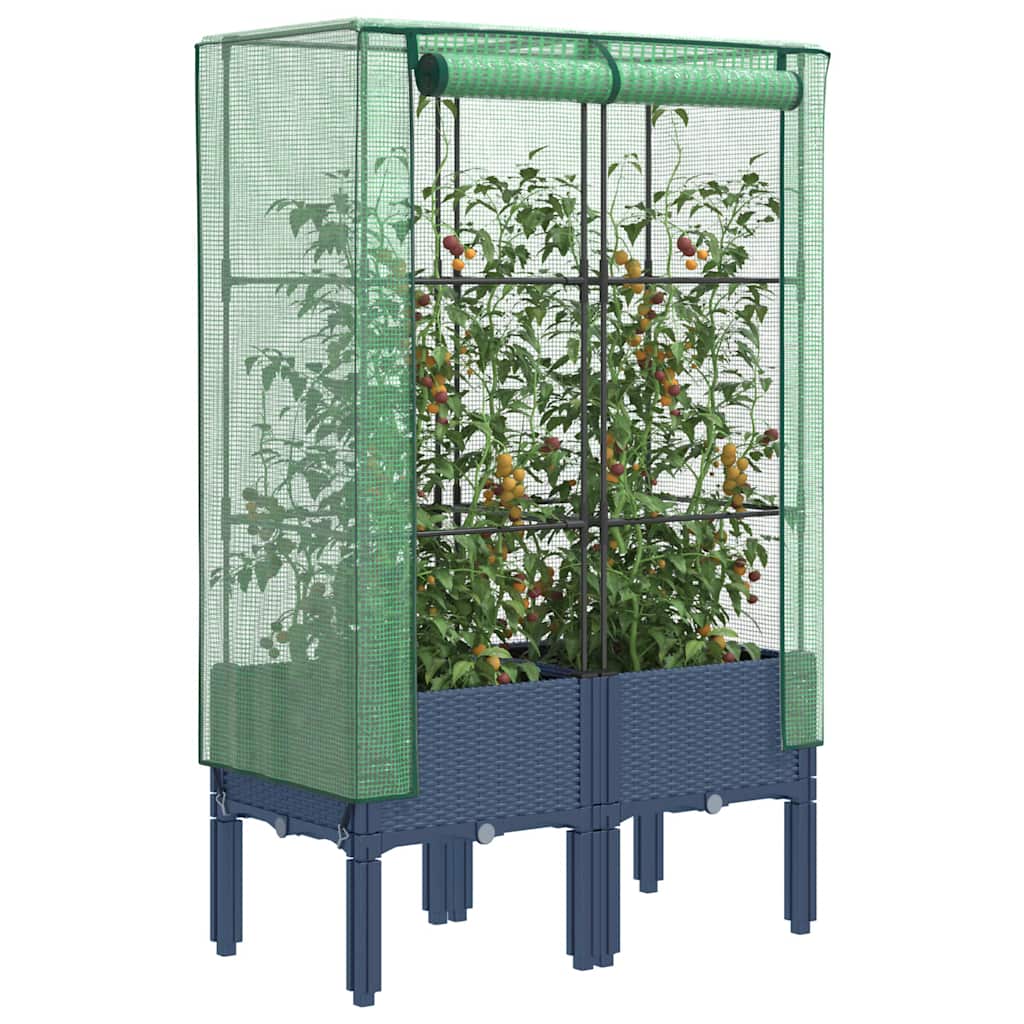 vidaXL Hochbeet mit Gewächshaus-Aufsatz Rattan-Optik 80x40x140 cm