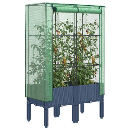 vidaXL Hochbeet mit Gewächshaus-Aufsatz Rattan-Optik 80x40x140 cm
