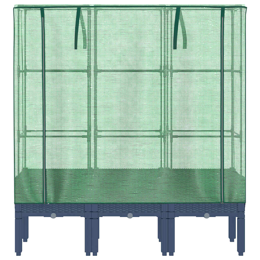 vidaXL Hochbeet mit Gewächshaus-Aufsatz Rattan-Optik 120x40x140 cm