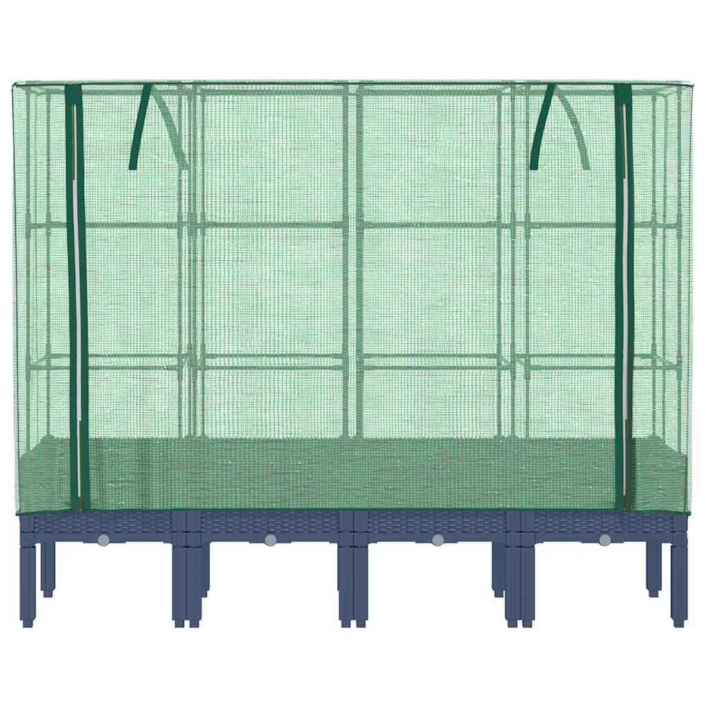 vidaXL Hochbeet mit Gewächshaus-Aufsatz Rattan-Optik 160x40x140 cm