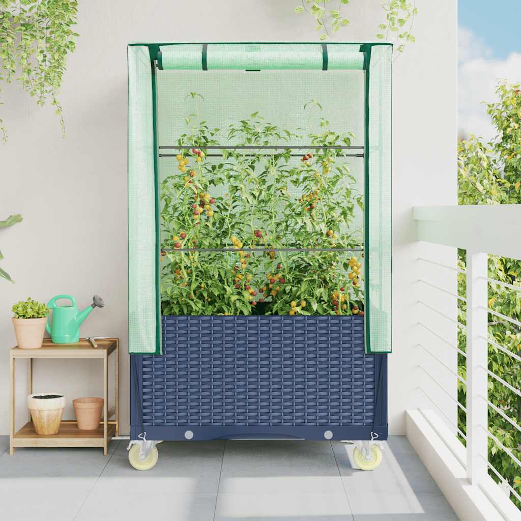 vidaXL Hochbeet mit Aufsatz und Rollen Rattan-Optik 80x50x182 cm