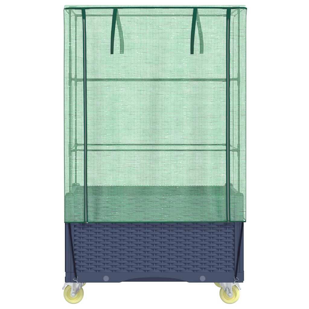 vidaXL Hochbeet mit Aufsatz und Rollen Rattan-Optik 80x50x182 cm