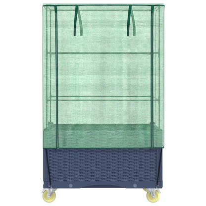 vidaXL Hochbeet mit Aufsatz und Rollen Rattan-Optik 80x50x182 cm