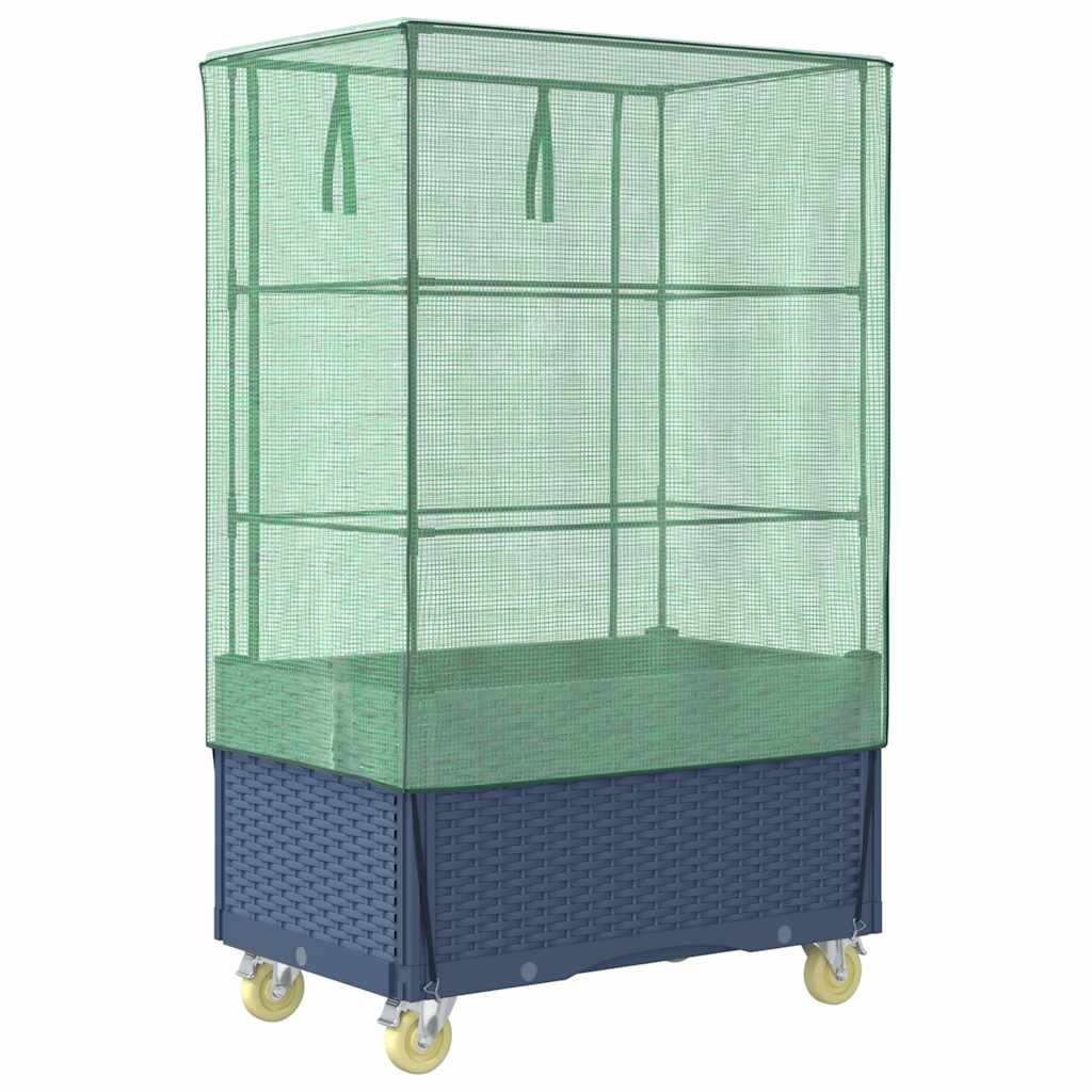vidaXL Hochbeet mit Aufsatz und Rollen Rattan-Optik 80x50x182 cm