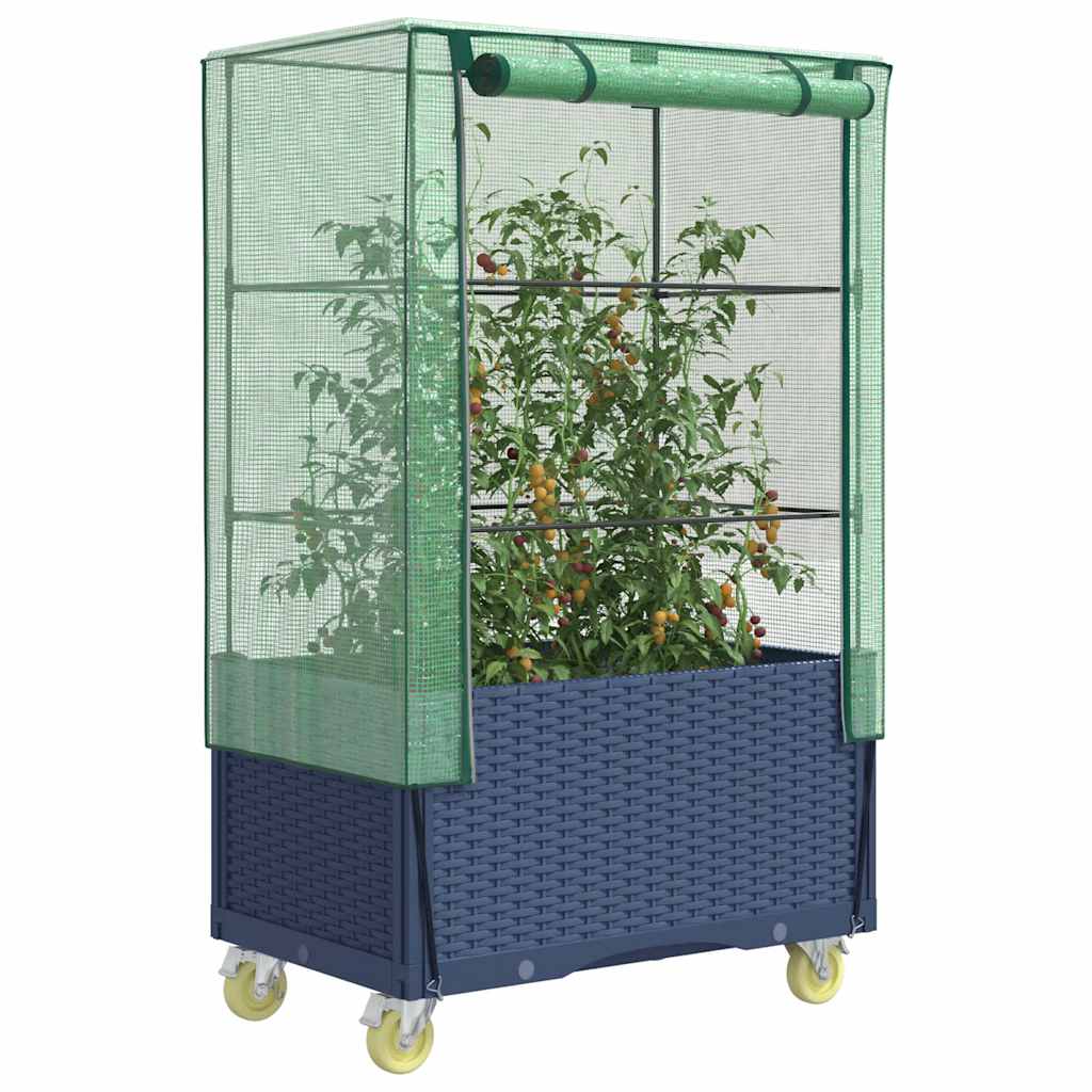 vidaXL Hochbeet mit Aufsatz und Rollen Rattan-Optik 80x50x182 cm