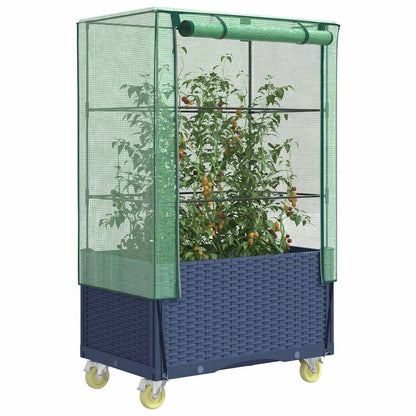 vidaXL Hochbeet mit Aufsatz und Rollen Rattan-Optik 80x50x182 cm