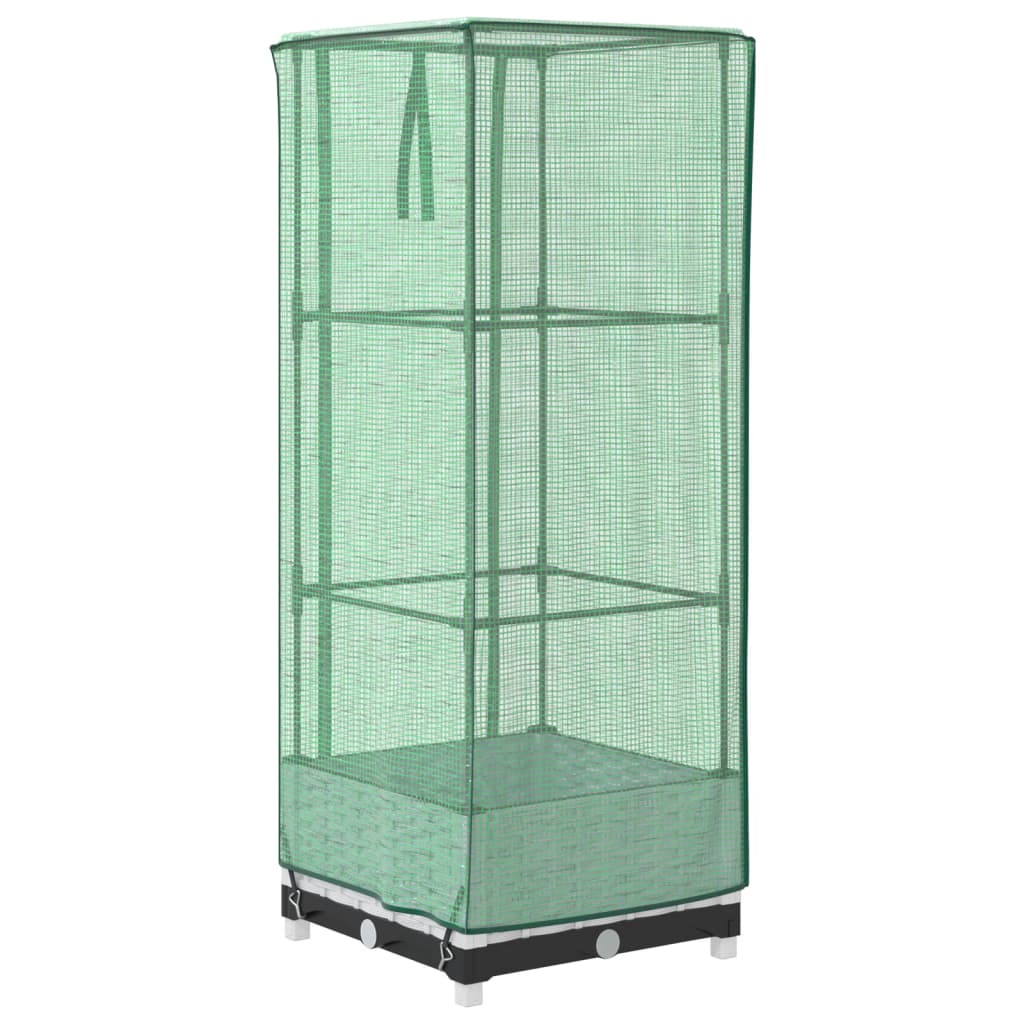 vidaXL Hochbeet mit Gewächshaus-Aufsatz Rattan-Optik 40x40x123 cm