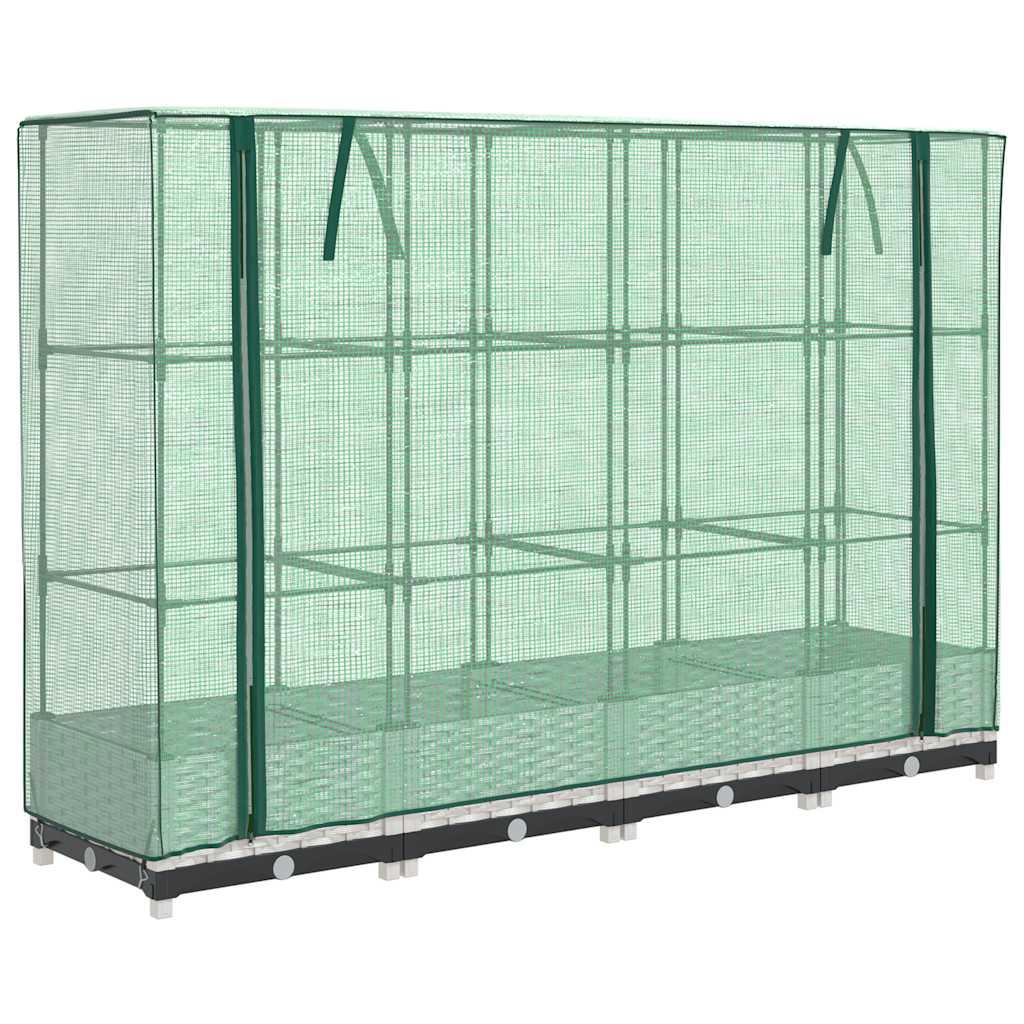 vidaXL Hochbeet mit Gewächshaus-Aufsatz Rattan-Optik 160x40x123 cm